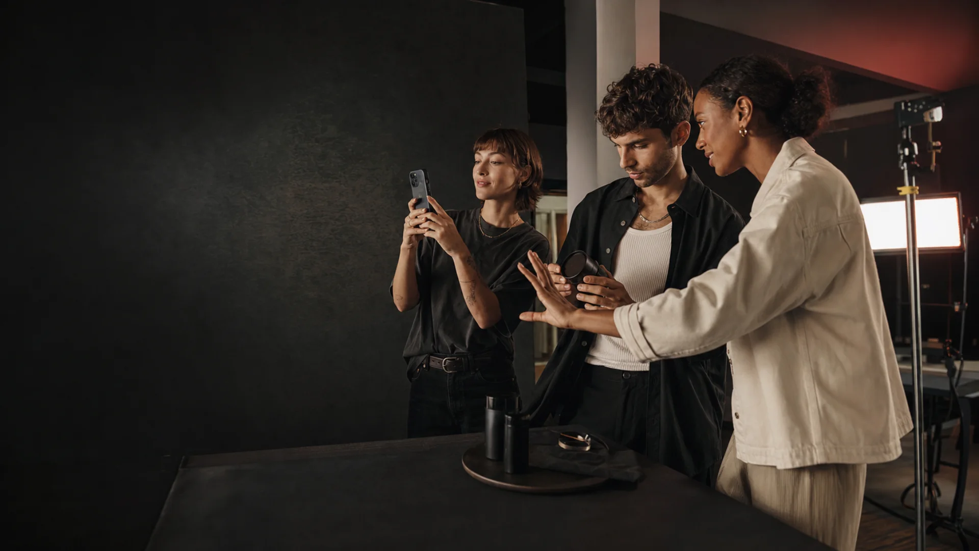 Creators producing a campaign together in a studio